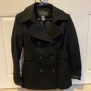 Black wool blend peacoat